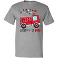 thumbnail image 3 of Inktastic Set My Heart on Fire Valentine Fire Truck with Hearts T-Shirt, 3 of 5