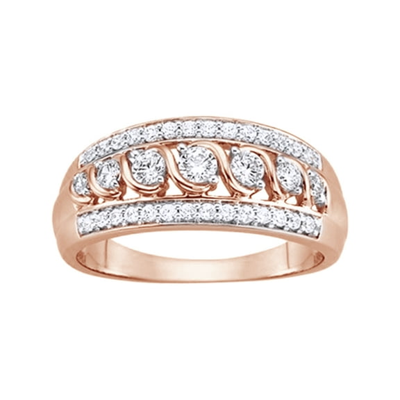 AFFY White Natural Diamond Anniversary Ring In 10k Rose Gold (0.5 Cttw)