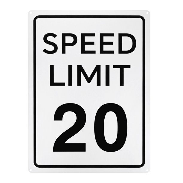 Señal de límite de velocidad Uxcell 20 MPH 16" x 12" Señal de tráfico de aluminio resistente a la intemperie