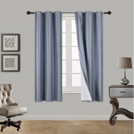 Outdoor Window Treatments (SSS) 2-PC Slate Blue Solid Blackout Room Darkening Panel Curtain Set, Two (2) Window Treatments of 37