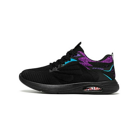 

Crocowalk Ladies Sneakers Low Top Running Shoes Athletic Trainers Breathable Lace Up Walking Shoe Womens Non-Slip Round Toe Black 6.5