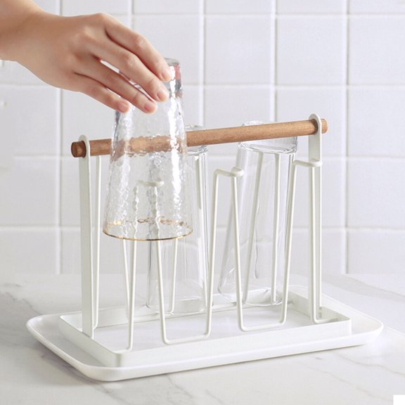 WESIEVYA Wine Glass Holder 1Pack Drying Stand Iron Wood Material for Home Organization