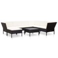 thumbnail image 1 of vidaXL 8 Piece Garden Lounge Set with Cushions Poly Rattan Black, 1 of 5