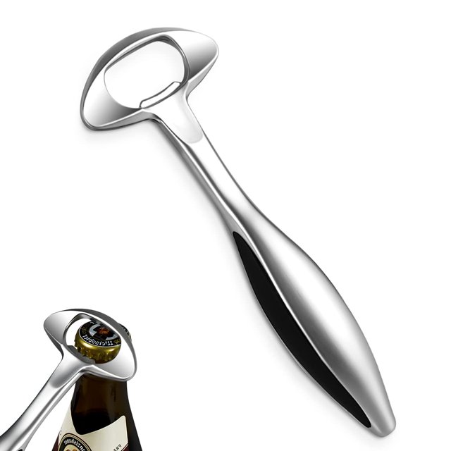 Abridor de botellas de cerveza con mango recubierto de negro, abridor de botellas, el mejor regalo, apto para bares de jardín, pubs caseros, calidad profesional, recubierto de goma