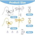 thumbnail image 2 of Bowknot Shape Brass Earring Hooks Bowknot Ear Wire with Brass Jump Rings Platinum & Golden 22 Gauge 16x15mm Hole: 2mm Pin: 0.6mm, 2 of 6