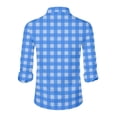 thumbnail image 5 of New Men's Long-Sleeved Plaid Shirt Spring Lapel Button Fashion Casual Comfortable Personality Breathable Handsome Male Loose Elastic Outwear Sky Blue 2XL, 5 of 5