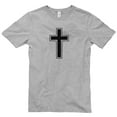 thumbnail image 2 of Big Size Cross Symbol Graphic Design Unisex Short Sleeve Cotton Jersey T-Shirt - Heather Grey XL, 2 of 4