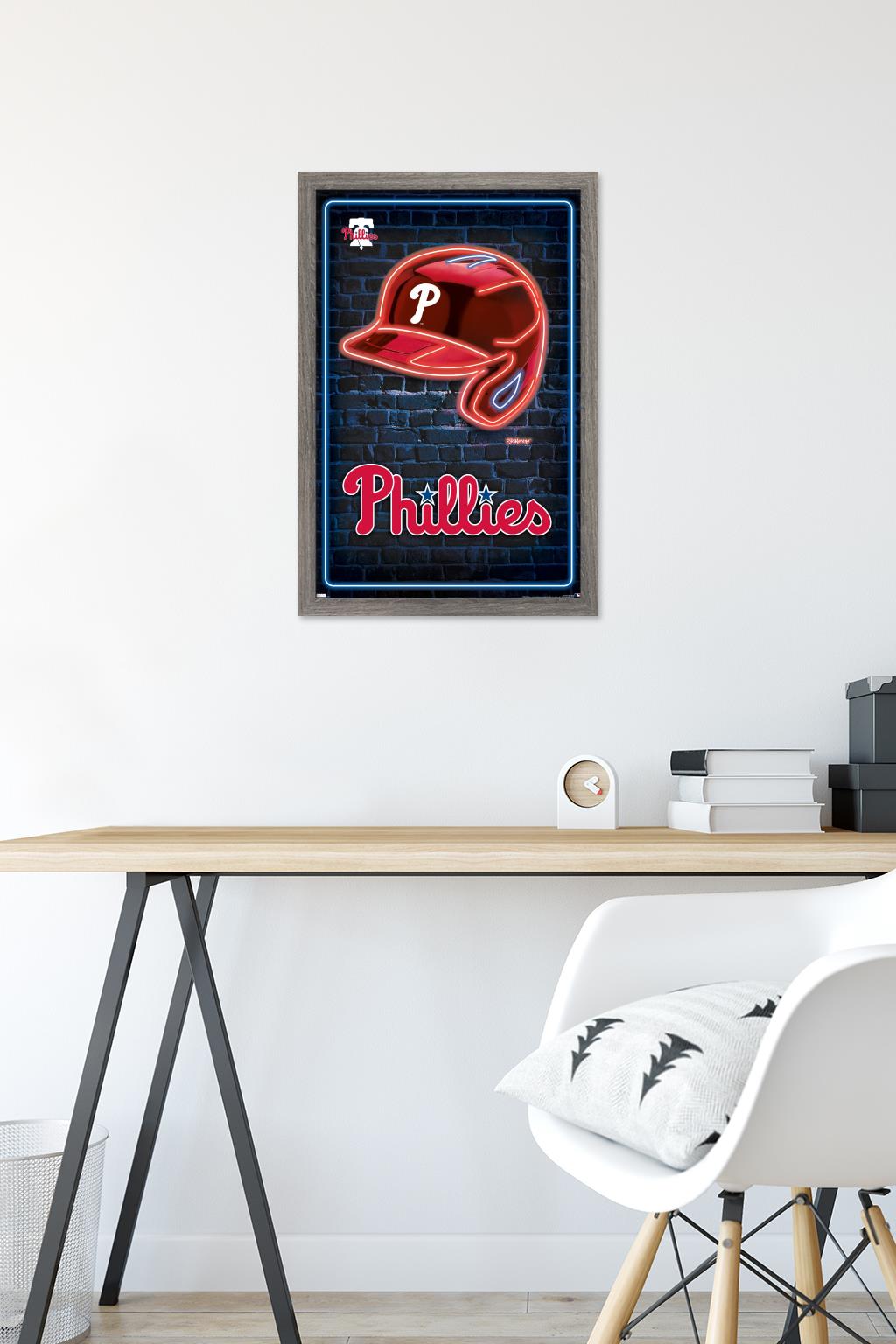 MLB Philadelphia Phillies - Neon Helmet 23 Wall Poster, 14.725" x 22.375" Framed