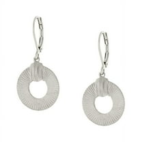 1928 Jewelry Silver Textured Round Lever Back Drop Earrings