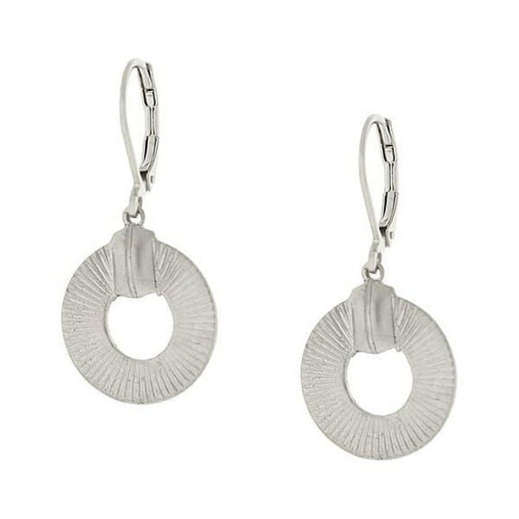 1928 Jewelry Silver Textured Round Lever Back Drop Earrings