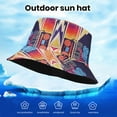 thumbnail image 2 of Chapeau de Seau pour la Protection Solaire Chapeau de Pêcheur pour l'Été Rétro Graffiti Chapeau de Seau Réversible pour les Hommes Femmes Pêcheur à Large Bord, 2 of 5
