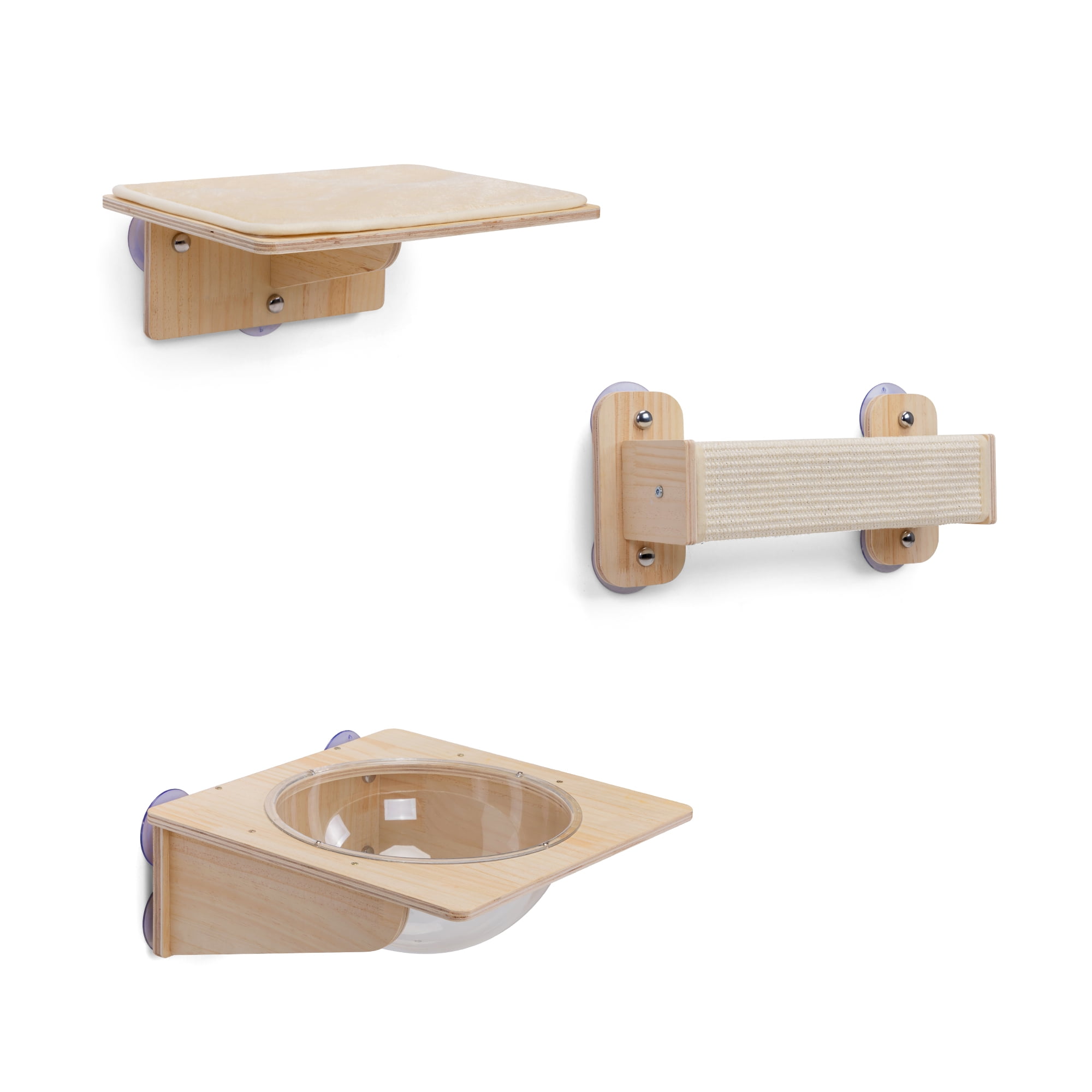 Pefilos 3 Pcs Cat Wall Shelves and Perches, Wall Mounted Cat Tree Tower with Perch Transparent Acrylic Space Capsule Bed, Cushioned Shelf, Scratcher, Beige Pefilos 3 Pcs Cat Wall Shelves and Perches, Wall Mounted Cat Tree Tower with Perch Transparent Acrylic Space Capsule Bed, Cushioned Shelf, Scratcher, Beige