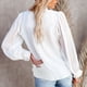 thumbnail image 4 of Blusa de Mujer Cuello en V Manga Larga Camisa Informal de Color Puro Cómoda para la Oficina en casa Blanco M, 4 of 6