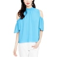 thumbnail image 2 of Rachel Roy Womens Smocked Knit Blouse, Blue, X-Large, 2 of 2