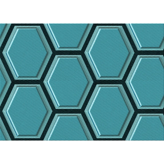 Ahgly Company Machine Washable Indoor Rectangle Transitional Teal Green Area Rugs, 3' x 5'