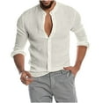 thumbnail image 1 of Leutsin Man Button V-Neck Long Sleeve T-Shirt Autumn Solid Loose Blouse Tops, 1 of 6