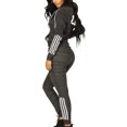 thumbnail image 2 of Ensemble Décontracté pour Femmes à Rayures avec Fermeture Éclair, Manches Longues, Chandail de Sport + Pantalon Long, 2 of 6