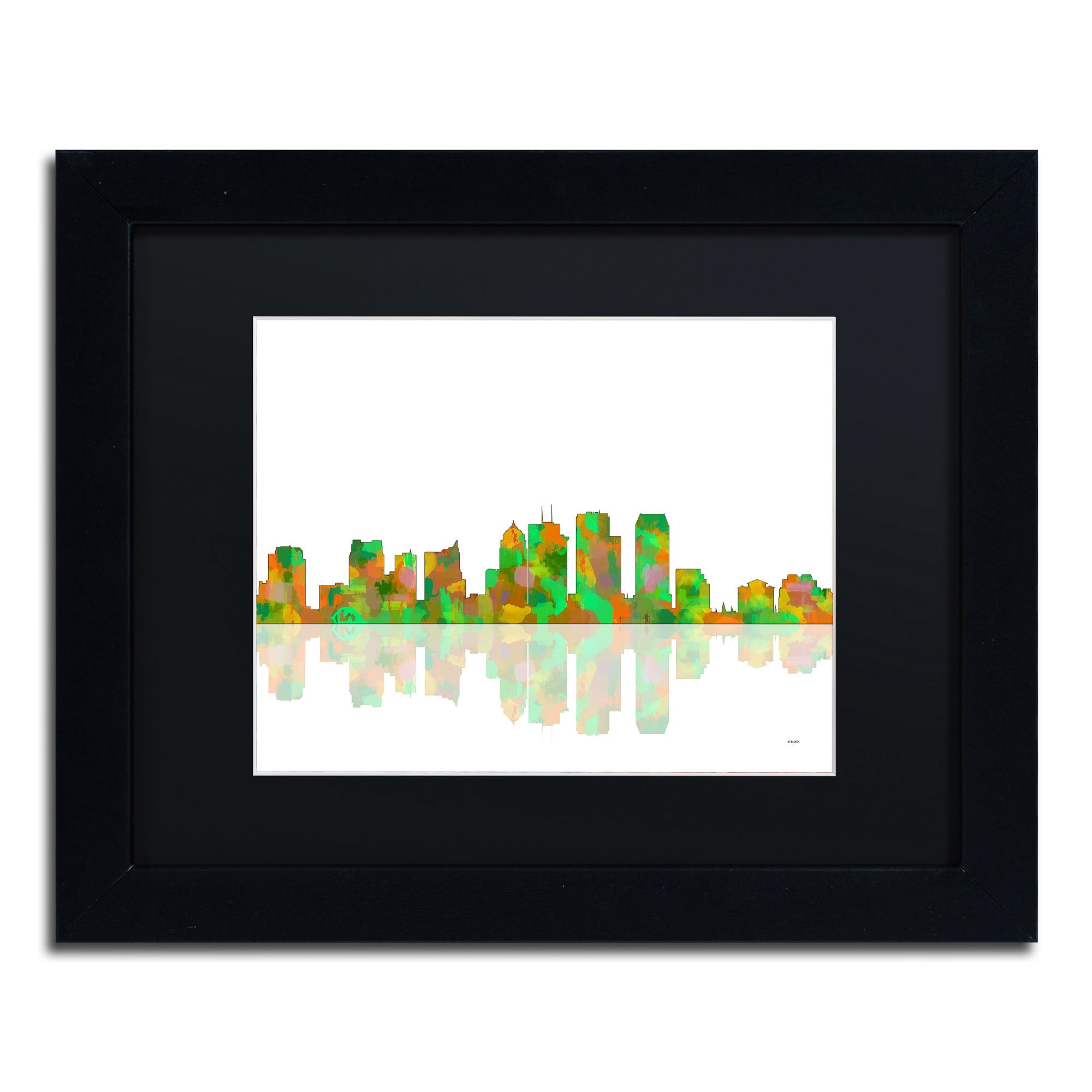 Trademark Fine Art "Tampa Florida Skyline" Canvas Art by Marlene Watson Black Matte, Black Frame