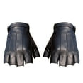 thumbnail image 5 of ZDWQFA 1 Pair Fingerless Driving Gloves PU Faux Leather Outdoor Sport Halloween Cosplay Costume Half Finger Glove for Men Women Teens, 5 of 7