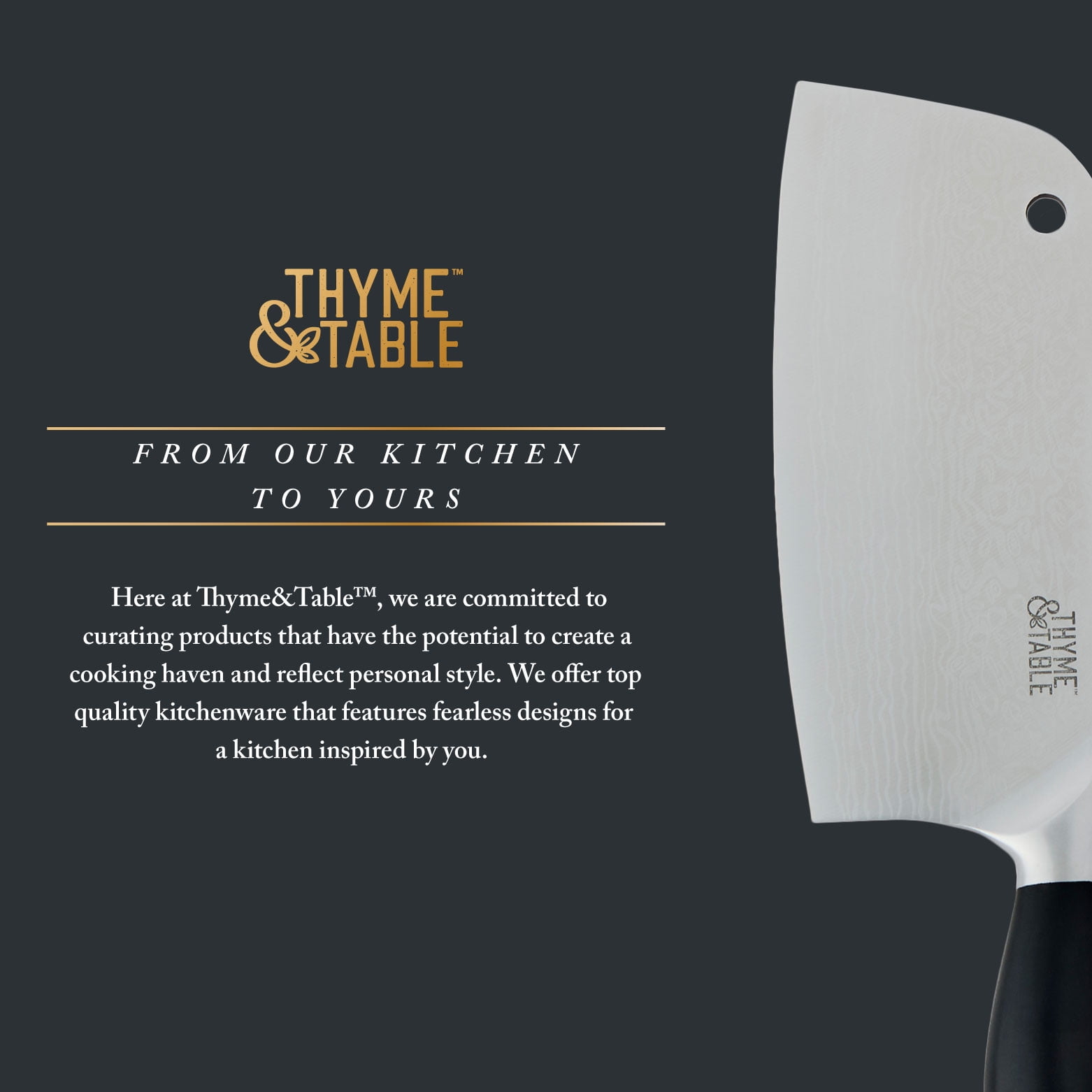 Thyme & Table Stainless Steel Damascus Cleaver with Protective Sheath
