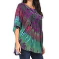 thumbnail image 3 of Sakkas Sunia Tie Dye Caftan Sleeve Blouse | Cover Up - Green - One Size, 3 of 5