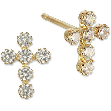 10kt Yellow Gold Cross Stud Earrings