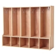 thumbnail image 1 of KFFKFF 5-Section Kids Coat Locker, Wooden Toddler Cubby Storage Organizer with 10 Hooks & Non-Slip Mat, Modern Kid Coat Cubbies with 5 Small Open Storage Boxes for Home, Natural, 1 of 9