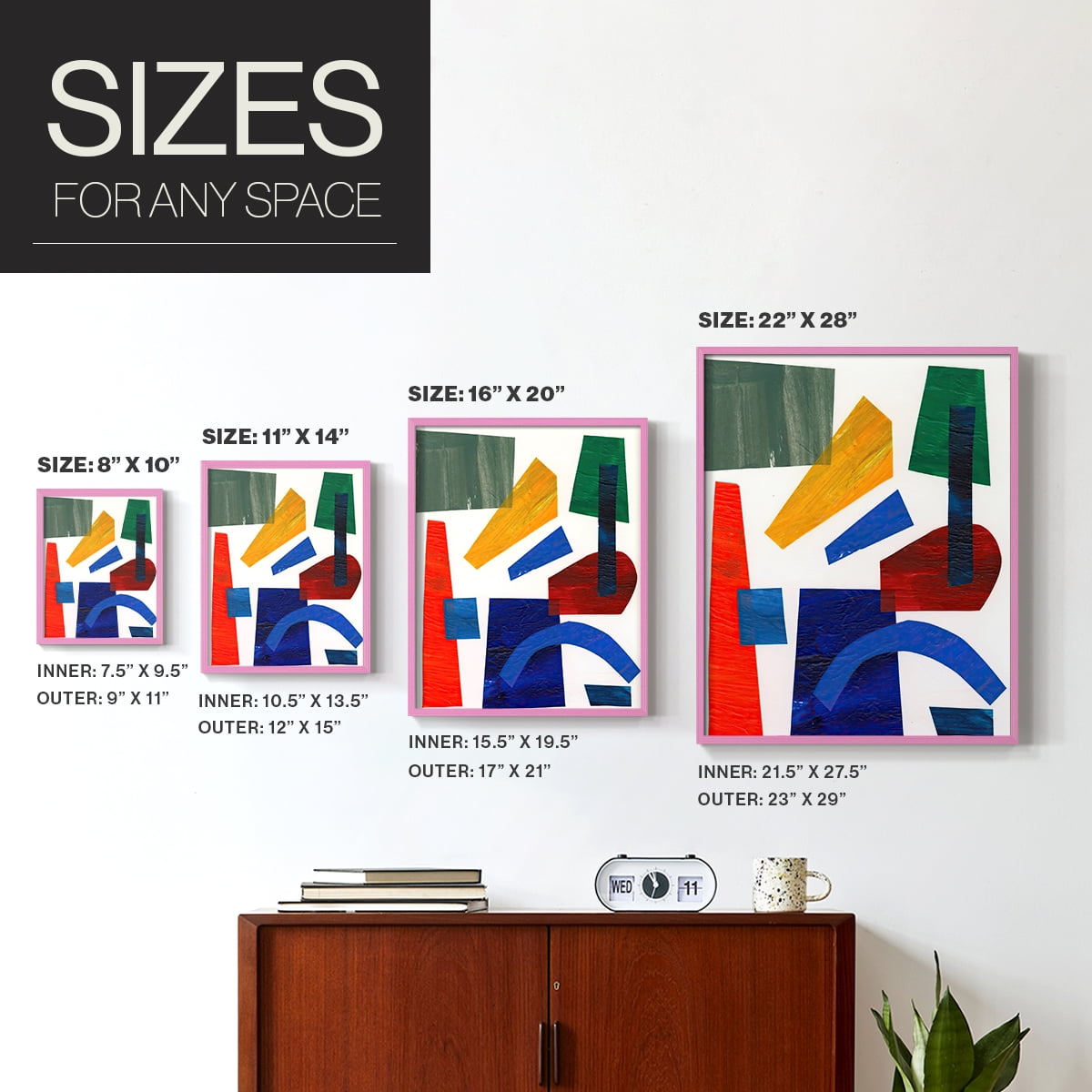 Colorful Shapes I in Paper Solid Wood 8 x 10 Framed Print