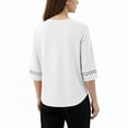 thumbnail image 6 of ClodeEU Women's V Neck Elbow Sleeve Blouse,Casual Loose Fit Solid Color Top White,Women's Plus M, 6 of 7