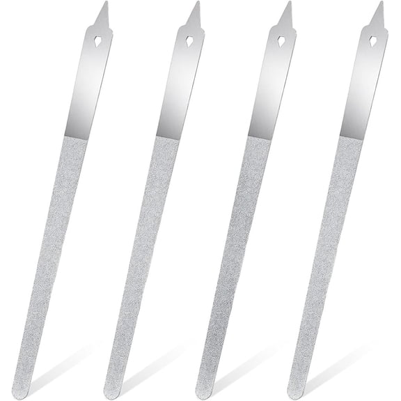 4 Pcs Diamond Deb Nail File Metal Nail File with Sharp Pointed Tip, MODANU 6.1 inch Stainless Steel Nail Filer Metal Nail Files for Natural Nails Double Sided Manicure Pedicure Toenails Tools