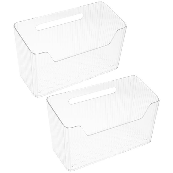 WEUVEB 2-Pack Clear Adhesive Hanging Storage Bins with Hollow Drainage Design, Transparent Organizer for Home and Office