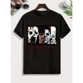 thumbnail image 2 of Scary Pattern Graphic Print Men's Creative Top, Casual Short Sleeve Crew Neck T-shirt, Men's Clothing For Summer Outdoor, 2 of 5