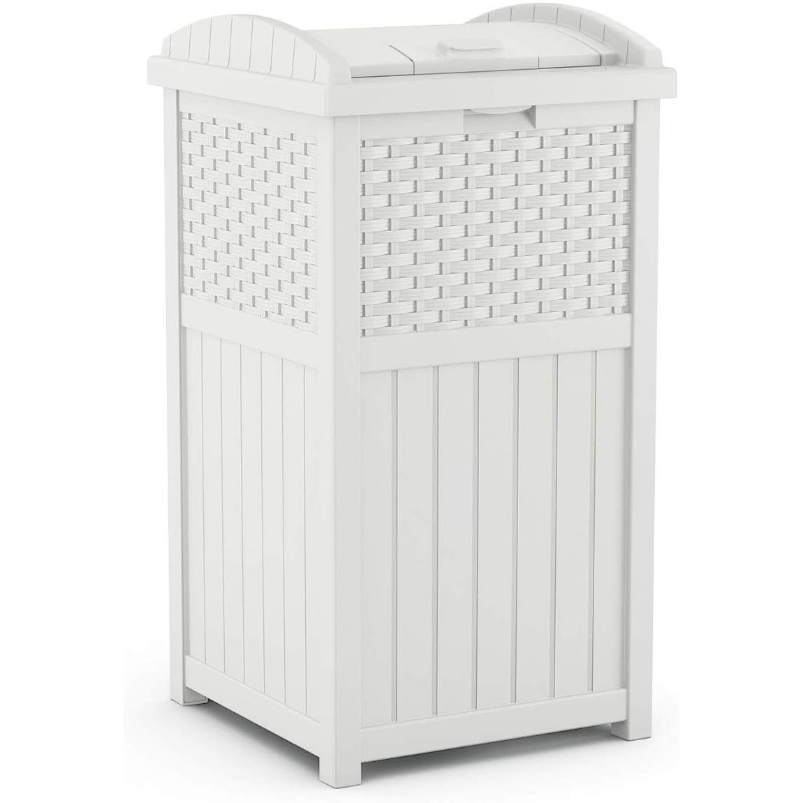 Pacific 30-Gallon Resin Plastic Wicker Outdoor Waste Bin with Liner 