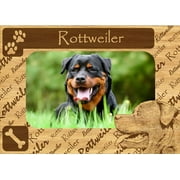 Rottweiler w Paws Engraved Wood Picture Frame Magnet