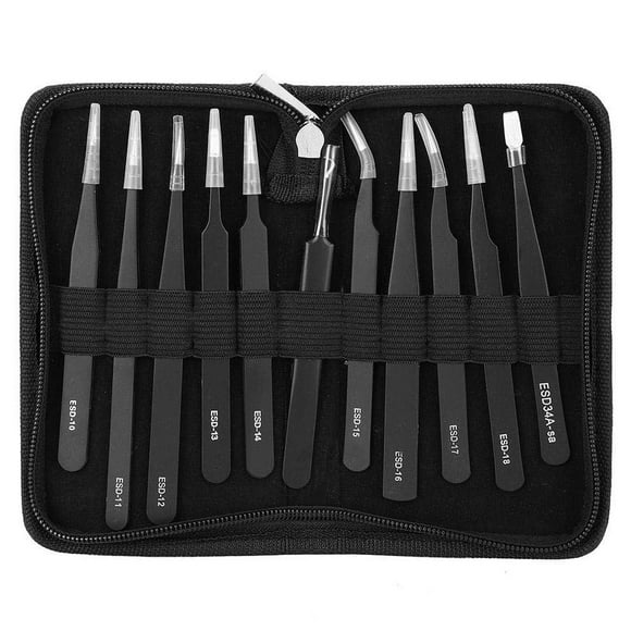Juego de Pinzas de Precisión Garosa Acero Inoxidable con Bolsa Portátil para Reparación Electrónica