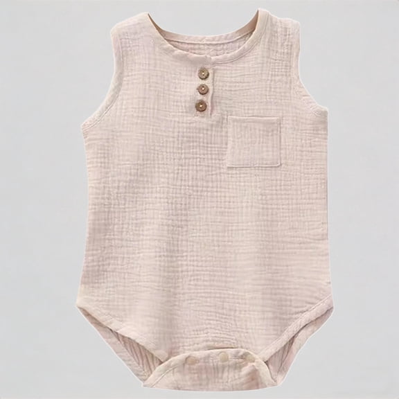 Krdevn Baby Boys Bodysuits Summer Sleeveless Romper Jumpsuit Soft Breathable Casual Outfit,6-9 Months
