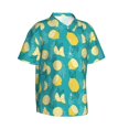 thumbnail image 2 of Fotbe Lemon Blue Hawaiian Shirt for Men Unisex Summer Beach Casual Short Sleeve Cotton Linen Button Down Shirts-Medium, 2 of 9