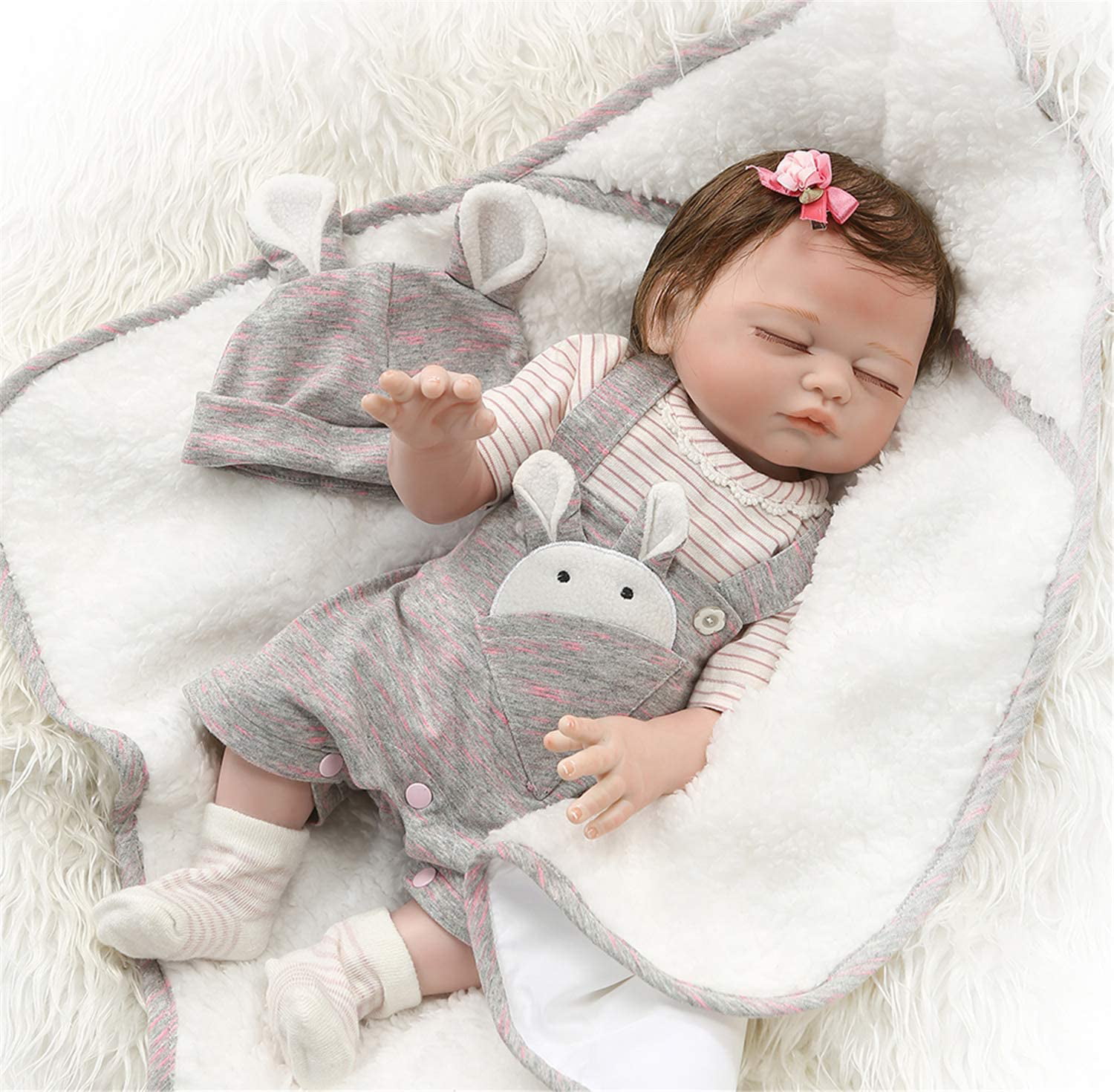 Pinky Bathable 18 Inch Reborn Baby Doll Girl Silicone Full Body Newborn Toddler 