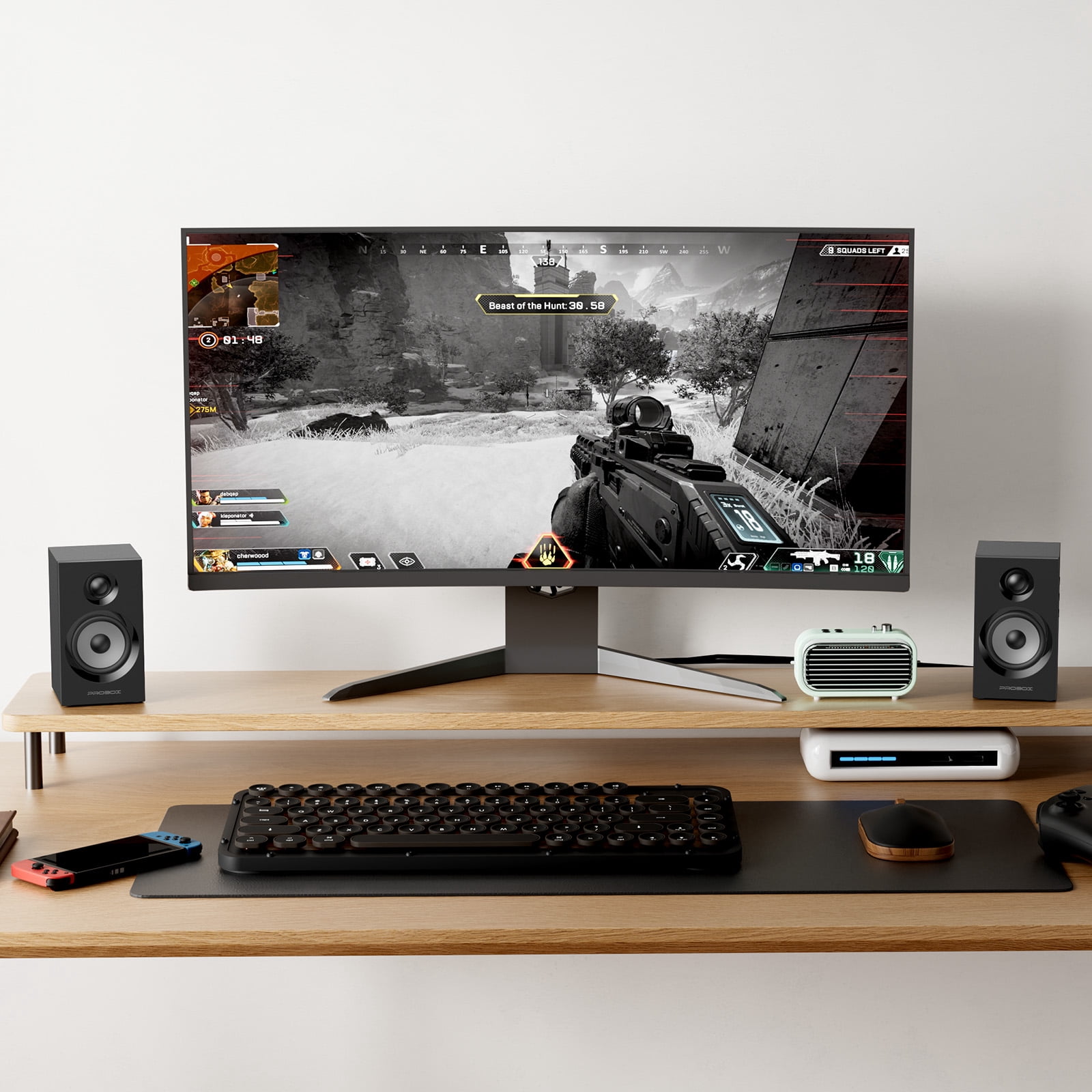 BT16 Active Bookshelf Speakers 3.5" Woofer with 1" Tweeter, 60W RMS-Bluetooth 5.3, Built-in 24bit DAC Dynamic 3D 2.0 Surround Sound, Computer Gaming PC Speakers - Black
