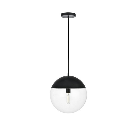 Eclipse 1 Light Black Pendant With Clear Glass