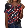 thumbnail image 2 of IYYVV Womens Star Graphic Tees 4Th of July Henley V Neck 2026 Shirts Button Down Short Sleeve Summer Shirt Black 3XL, 2 of 5