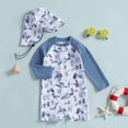 thumbnail image 2 of Toddler Boys Rash Guard Swimsuit Zip Front Sun Swimwear with Hat for Spring Summer Outdoor Travel Beach, 2 of 8