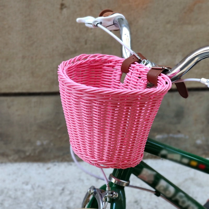 A/A Wicker Bicycle Front Basket Adjustable Handwoven Bike Handlebar Carrier Bag Pannier Cycling Accessories