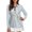 Blue Bunny Ear Floral, variant on Jiueut V Neck Polo Shirt for Women Sporty Exercise Tops Blue Bunny Ear Floral Athletic Tennis Shirts with Long Sleeves Stretch Fabric Sports Polo Tops Zip Up, Size Large