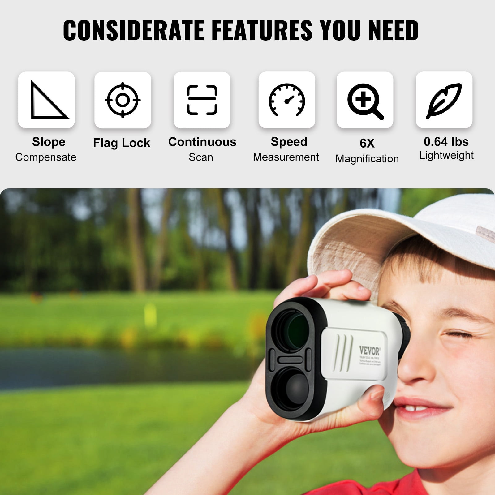 SKYSHALO 650 Yards 6X Magnification Distance Measuring Laser Golf Rangefinder Distance Measuring Slope Switch Battery
