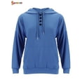 thumbnail image 5 of Spencer Womens Fashion Hoodies Sweatshirt Long Sleeve Button Drawstring Pullover Tops with Pockets (L, Blue), 5 of 8