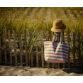 thumbnail image 6 of Swan Comfort Striped Canvas Beach Bag - Inside Lining, Inner Pocket, Top Handle - Eco Friendly ( Blue - Red ), 6 of 7