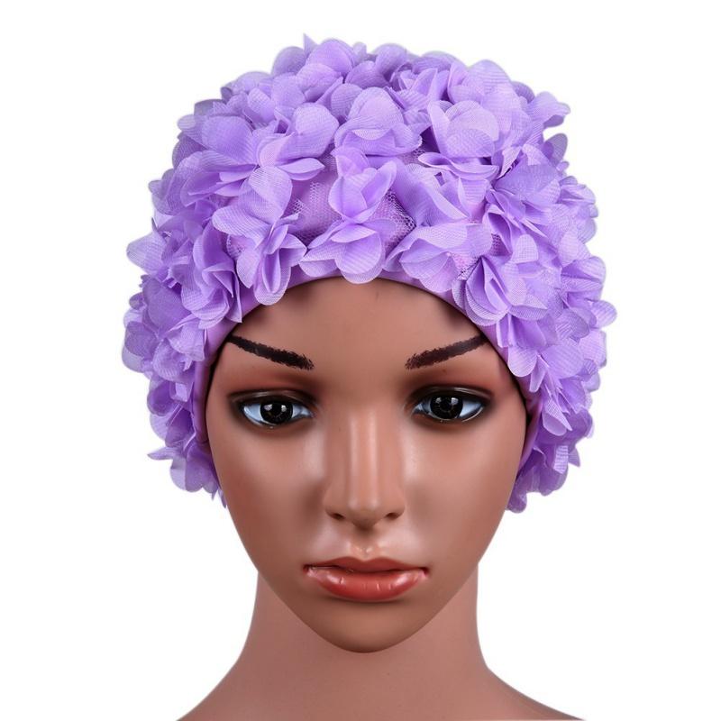Flower Swim Hat,Bathing Cap Women Children Retro Floral Flower Fashion Elastic Swiming Hat Long Hair Swim Bathing Cap
