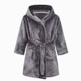 thumbnail image 2 of Gibobby Toddler Boys Girls Flannel Bathrobes Kids Soft Hooded Sleepwear Cartoon Print Night-robe Kids Flannel Hooded Bathrobe Toddler Plush Robes With Belt Toddler Pajamas,Dark Gray,Size 4-5T, 2 of 9