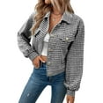 thumbnail image 2 of Liacowi Women Cual Jackets Long Sleeve Houndstooth Jacquard Button Cardigan Coat Women Fall Fhion Lightweight Outwear Clothes Streetwear, 2 of 5